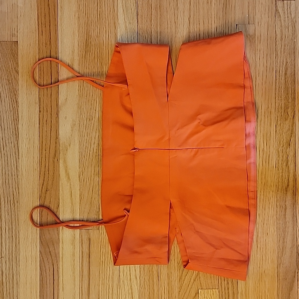 Zara Orange Cut Out Spaghetti Strap Top - Picture 4 of 6